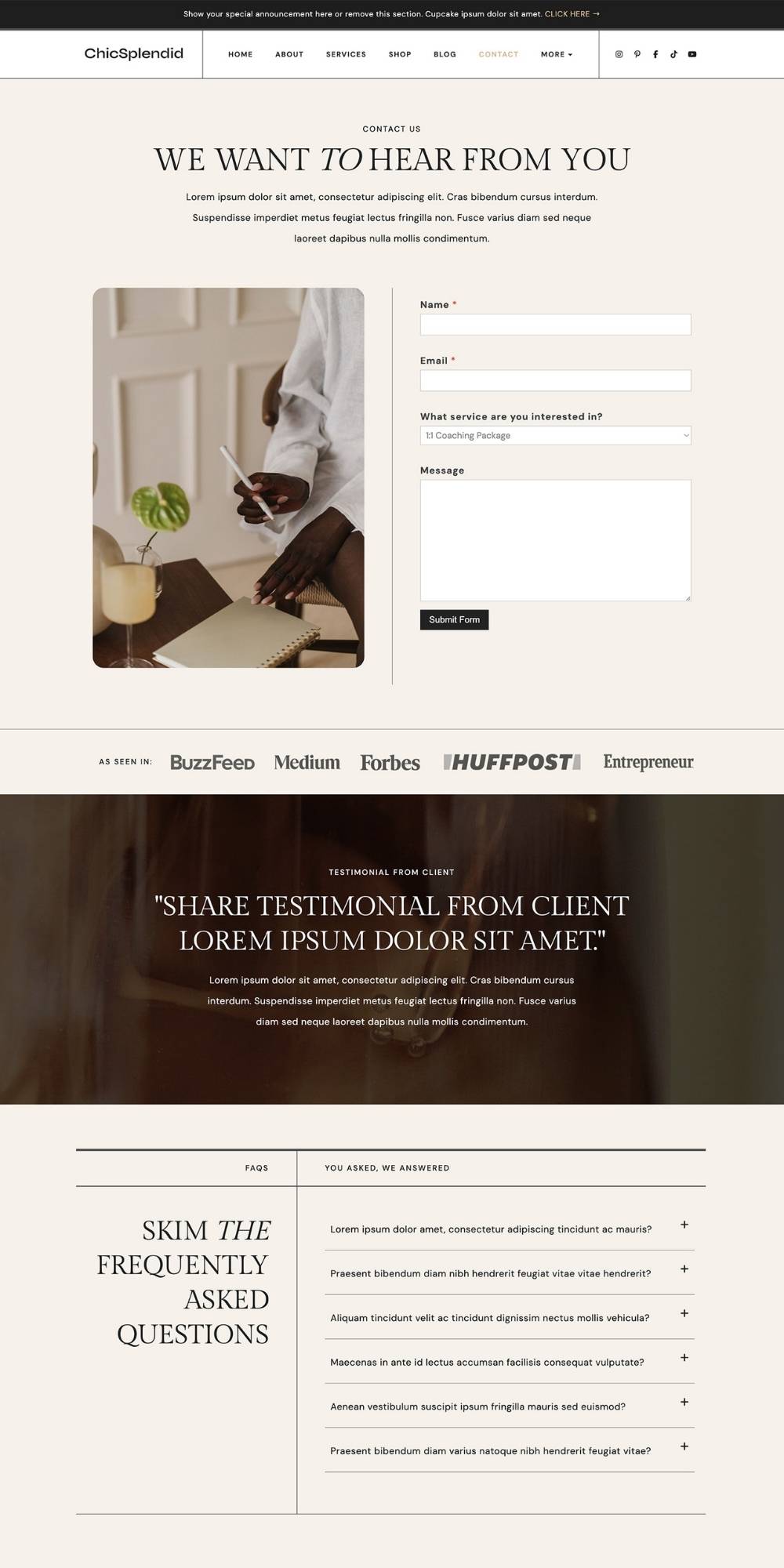 ChicSplendid contact page template